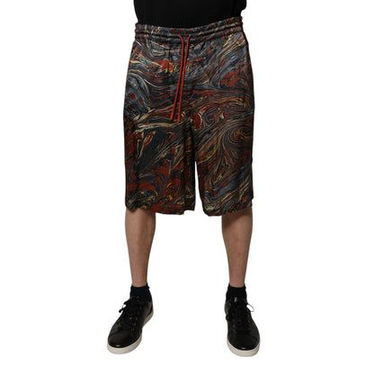 Dolce & Gabbana Multicolor Marble Print Trouser Bermuda Shorts