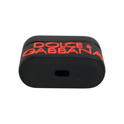 Dolce & Gabbana Black Orange Silicone Embossed Logo Airpods Case