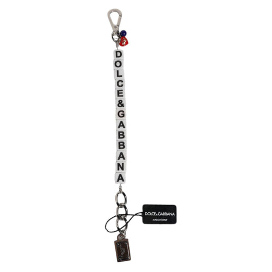 Dolce & Gabbana Silver Brass Chain Dice Logo Embellished Charm Bracelet