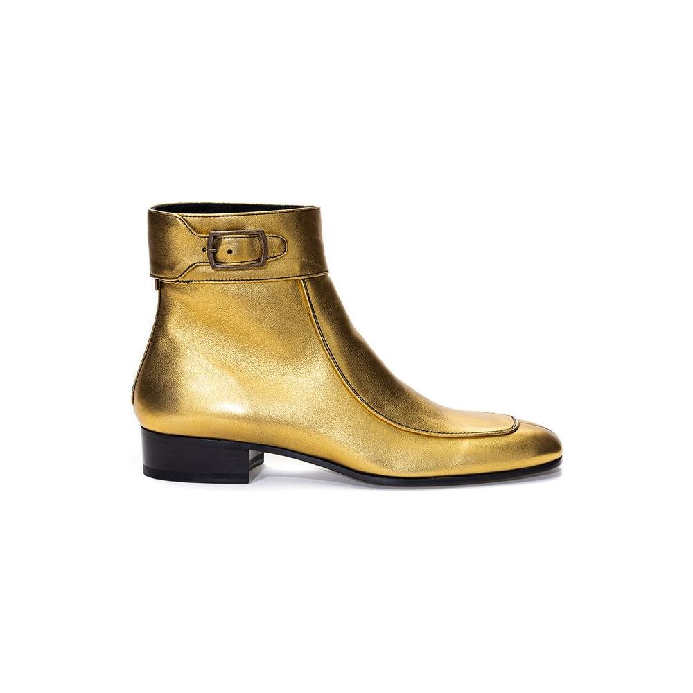 Saint Laurent Gold Leather Boot Saint Laurent Dark Khaki