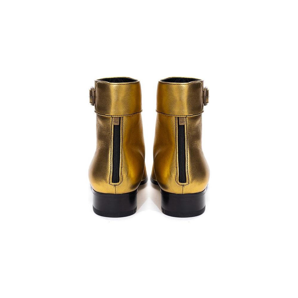 Saint Laurent Gold Leather Ankle Boots