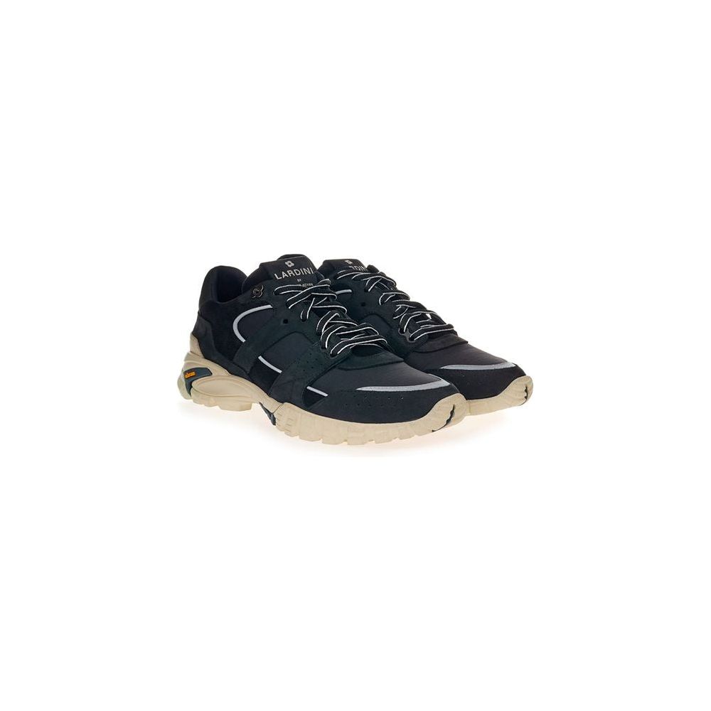 Lardini Black Suede Leather Sneaker Lardini Light Gray