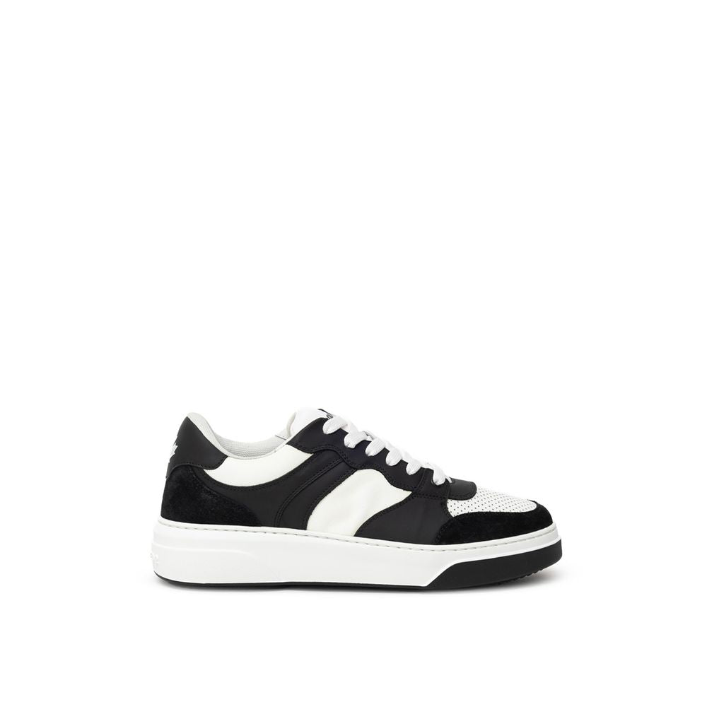 Dsquared² Black And White Leather Athletic Sneakers