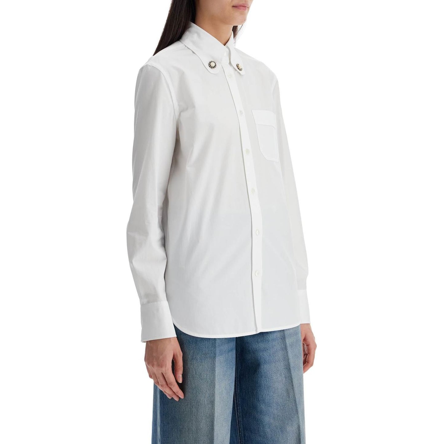 Valentino Garavani structured collar white optical long sleeve cotton shirt Topwear Valentino Garavani