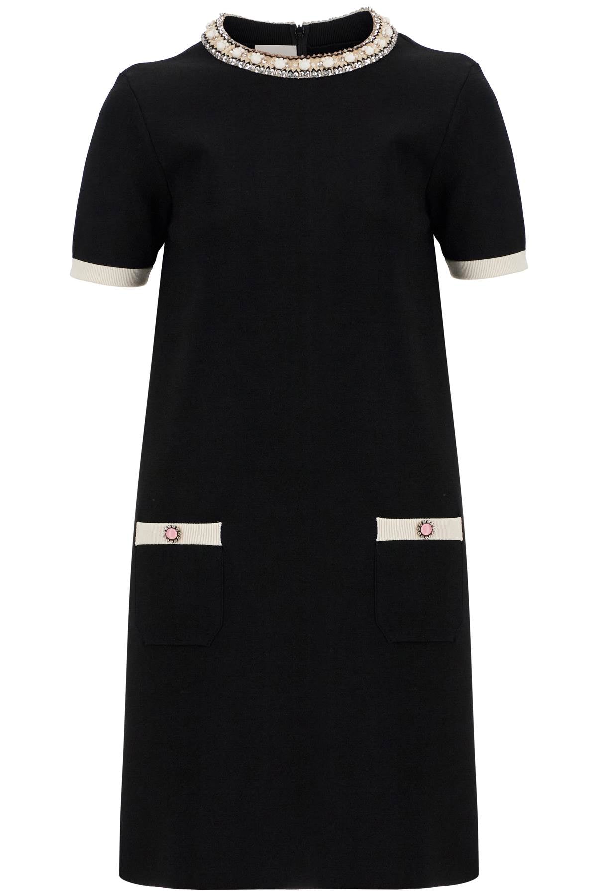 Valentino Garavani black and ivory knit dress with round neck in viscose