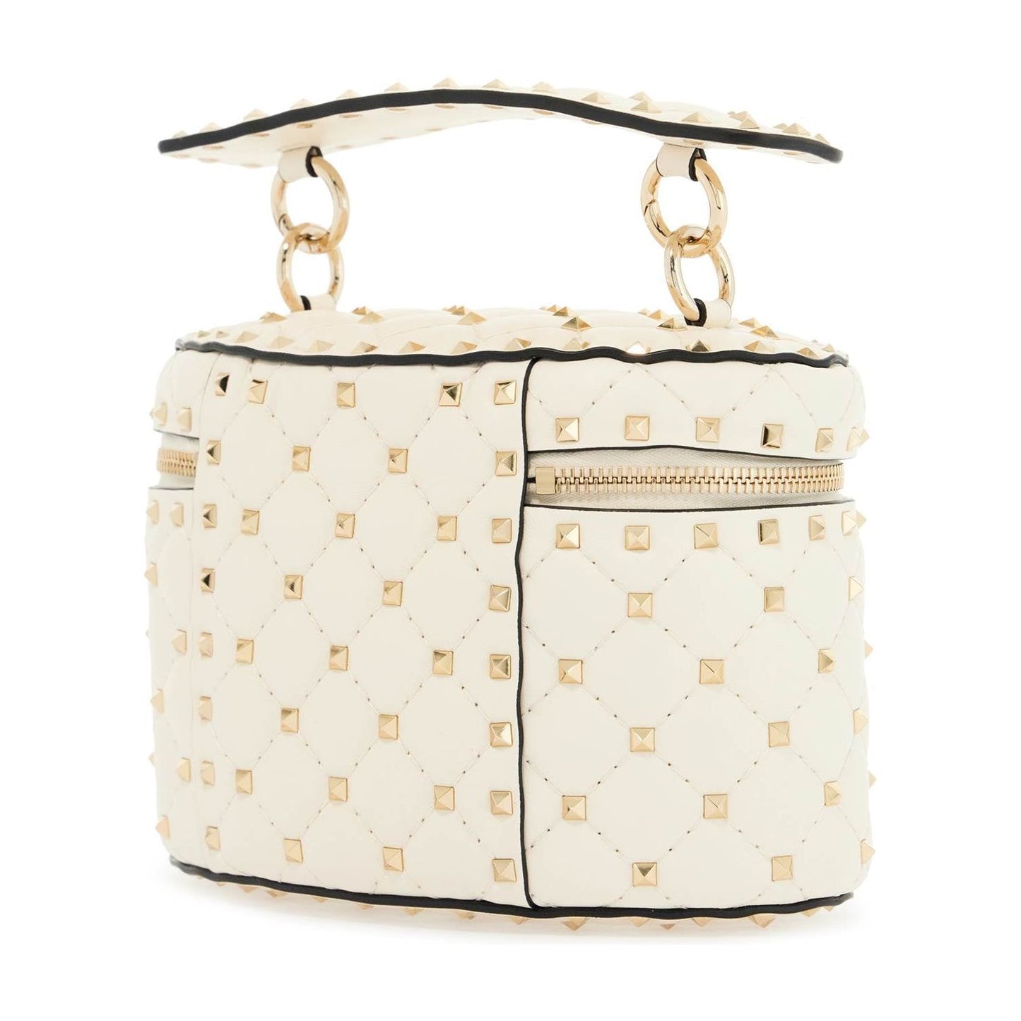 Valentino Garavani light ivory leather cylinder bag with chain