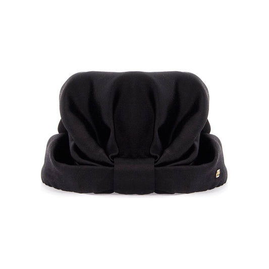 Valentino Garavani black silk turban with golden details and v logo