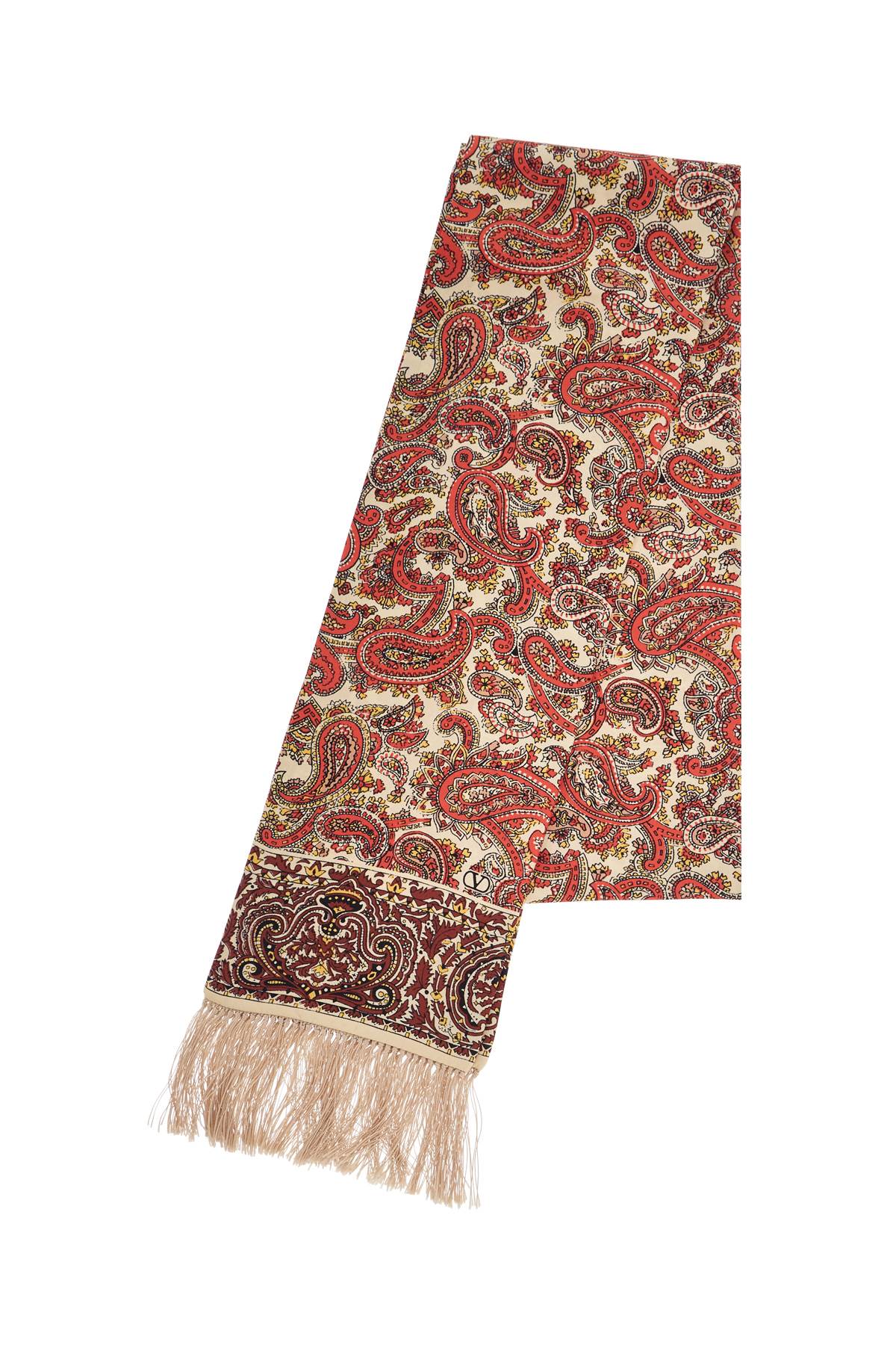 Valentino Garavani yellow orange bordeaux paisley silk bandeau scarf 15x180 cm Scarves Hats & Gloves Valentino Garavani