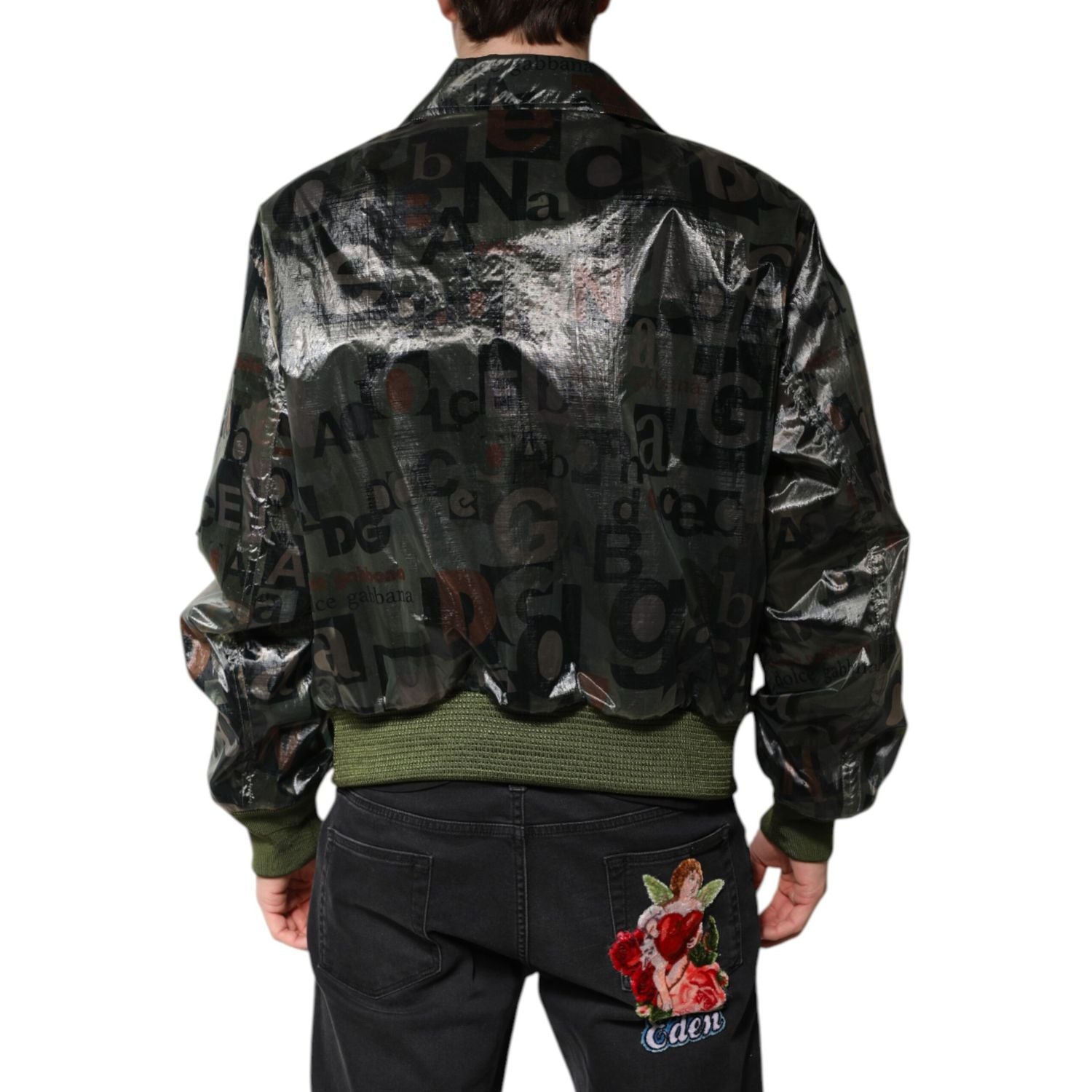 Dolce & Gabbana Green DG Logo Print Bomber Full Zip Jacket