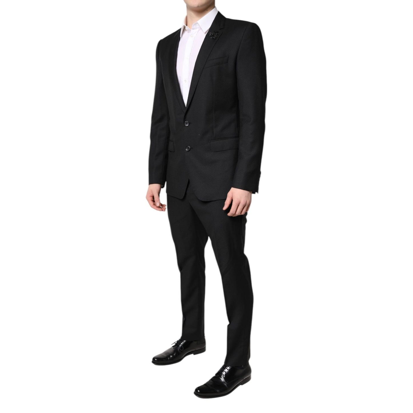 Dolce & Gabbana Black Wool Single Breasted 2 Piece Suit