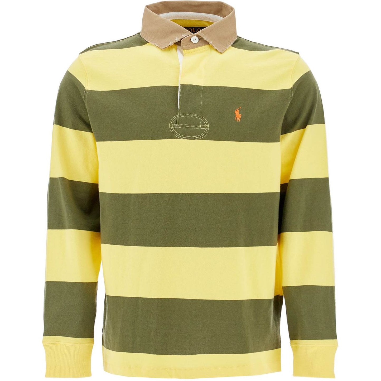 Polo Ralph Lauren olive green and yellow striped cotton polo Topwear Polo Ralph Lauren