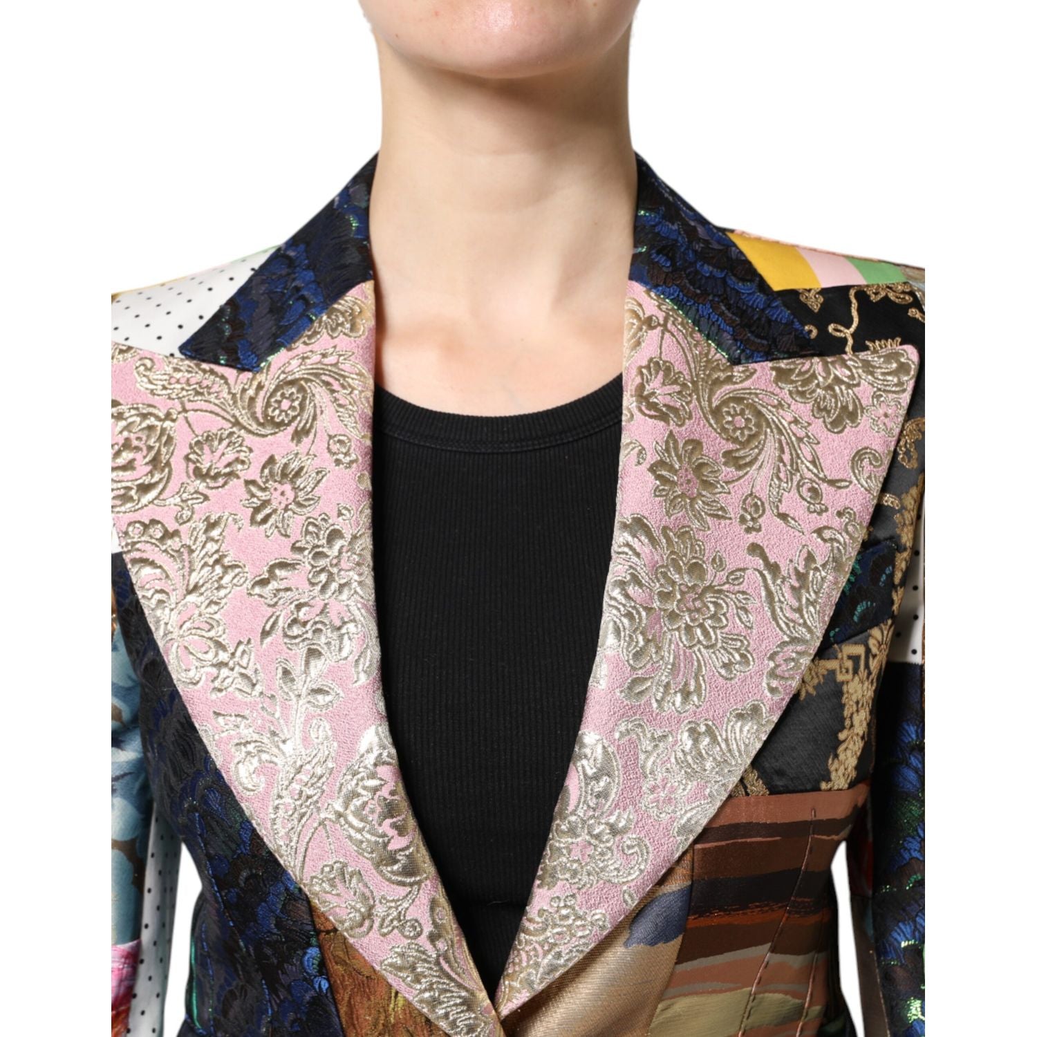 Dolce & Gabbana Multicolor Floral Patchwork Jacquard Jacket