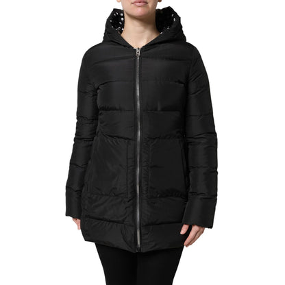 Dolce & Gabbana Black Puffer Hooded Zip Reversible Jacket