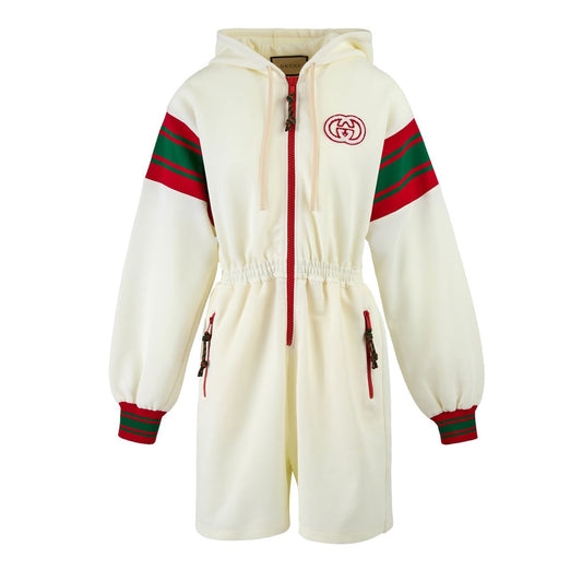 Gucci Cream Polyester Hooded Logo Sweatsuit Gucci