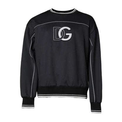 Dolce & Gabbana Black Logo Polyester Crew Neck Men Pullover Sweater