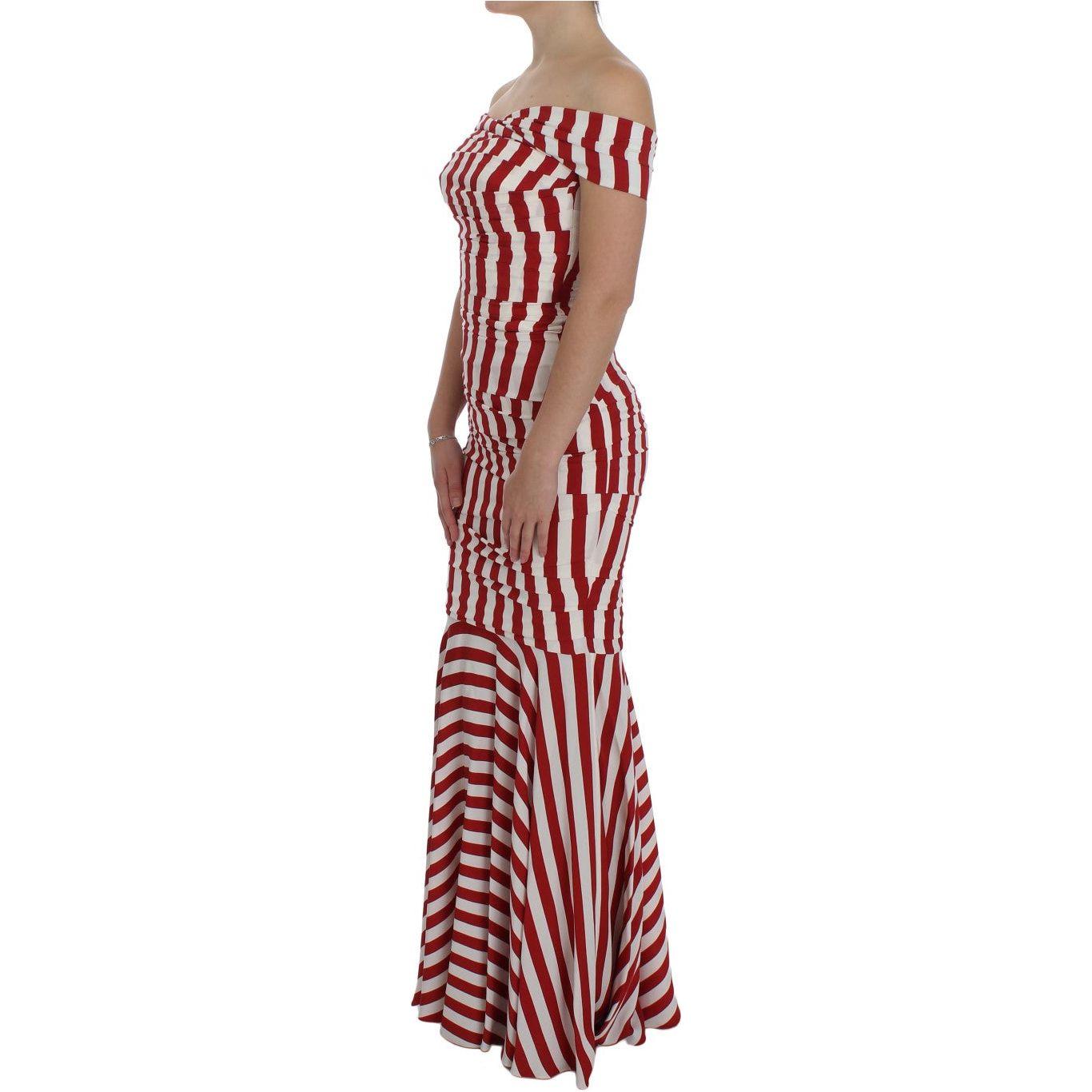 Dolce & Gabbana Elegant Red and White Striped Silk Bodycon Dress Dolce & Gabbana