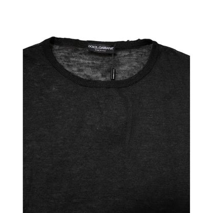 Dolce & Gabbana Black Polyester Crew Neck Pullover Sweater