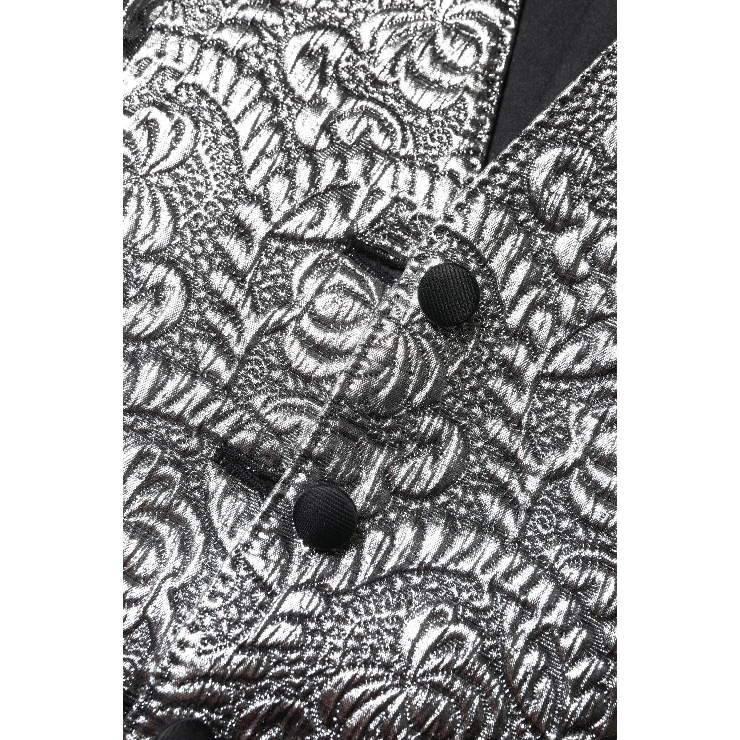Dolce & Gabbana Silver Floral Jacquard Sleeveless Vest Top