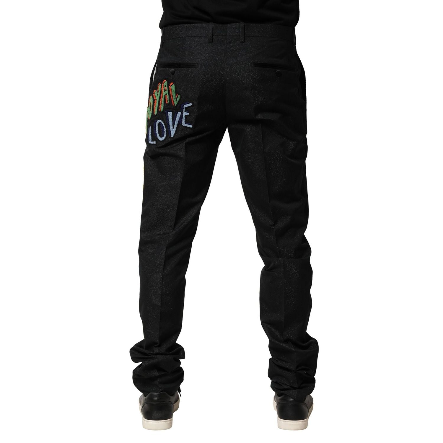 Dolce & Gabbana Black Graphic Embroidery Men Pants