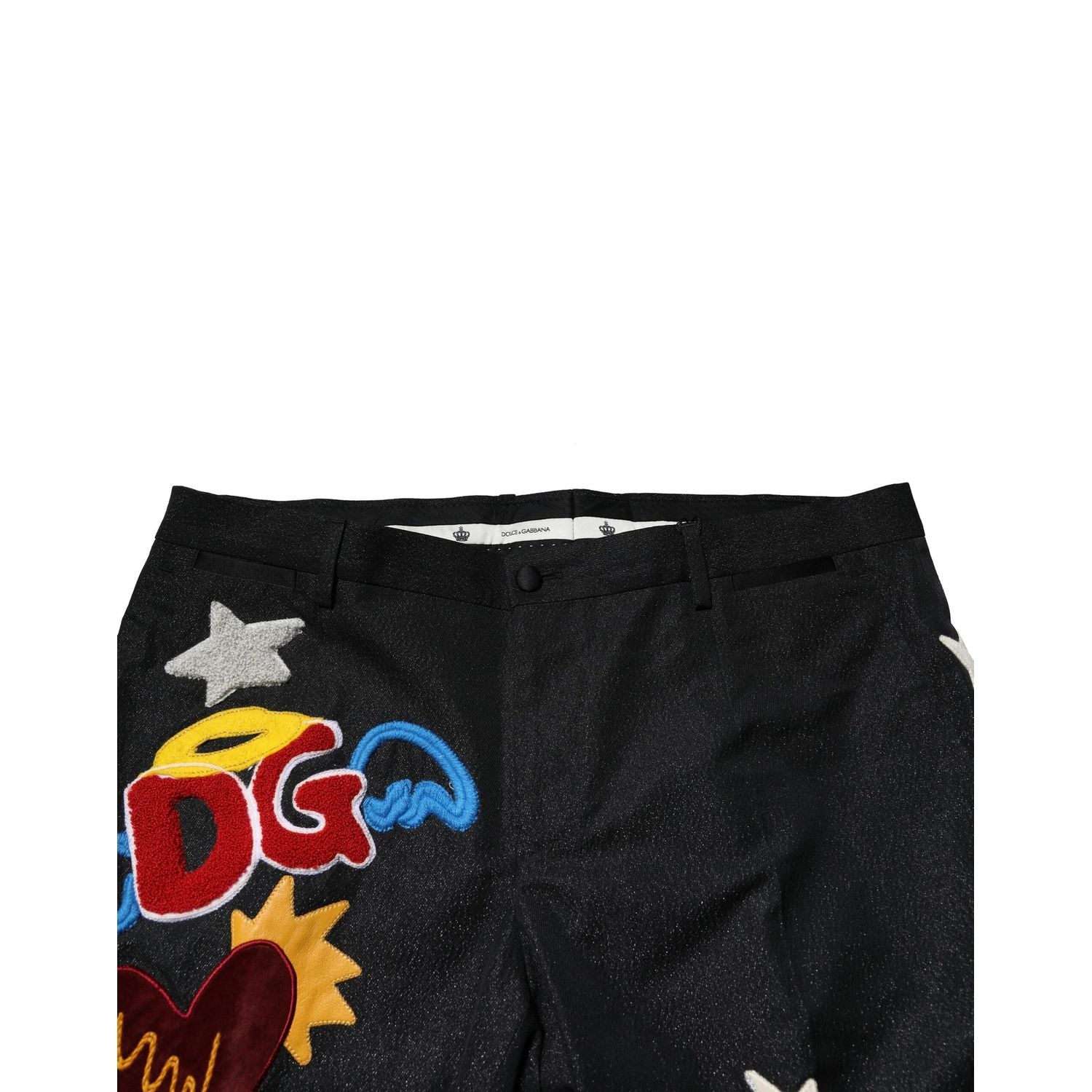 Dolce & Gabbana Black Graphic Embroidery Men Pants