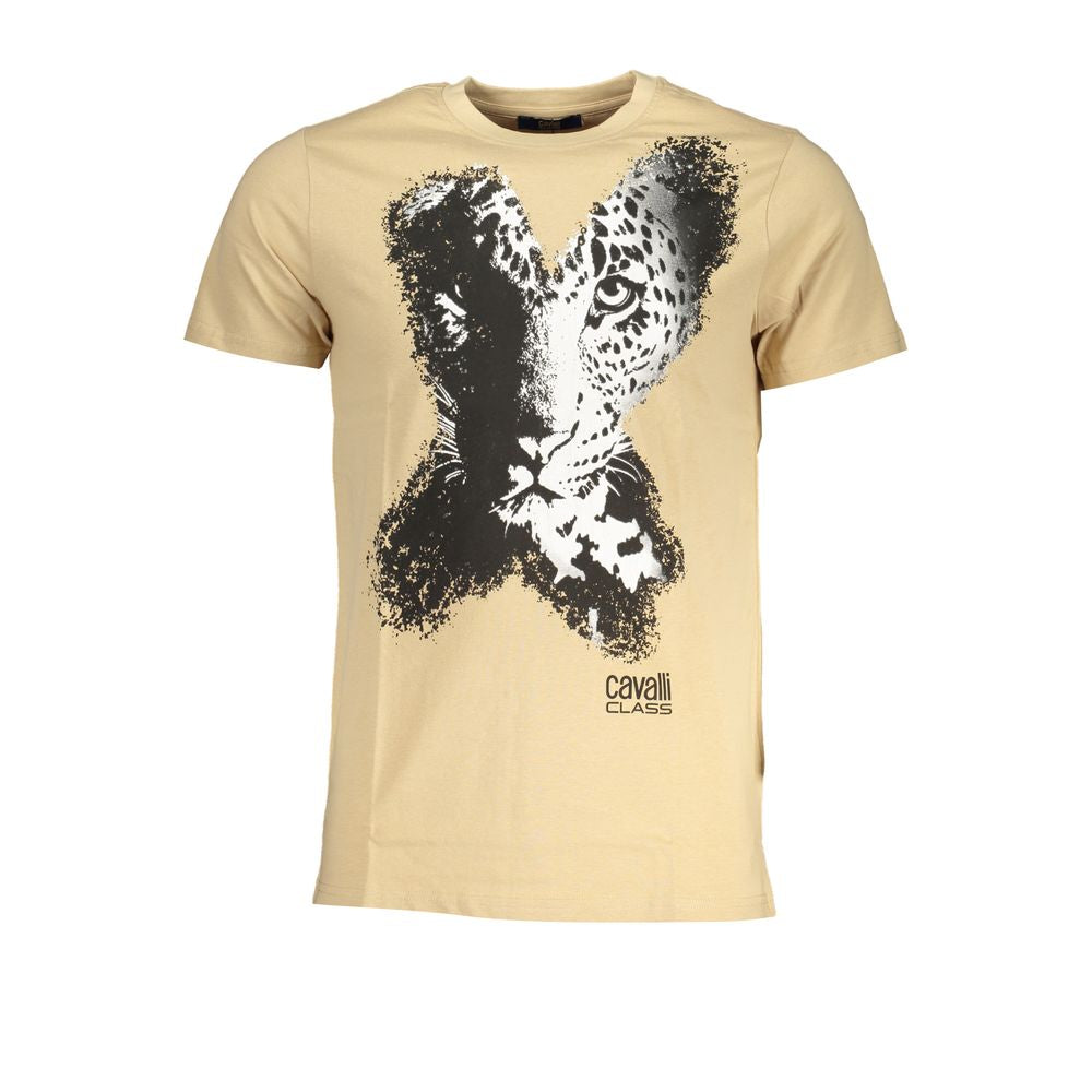 Cavalli Class Beige Cotton Men's T-Shirt