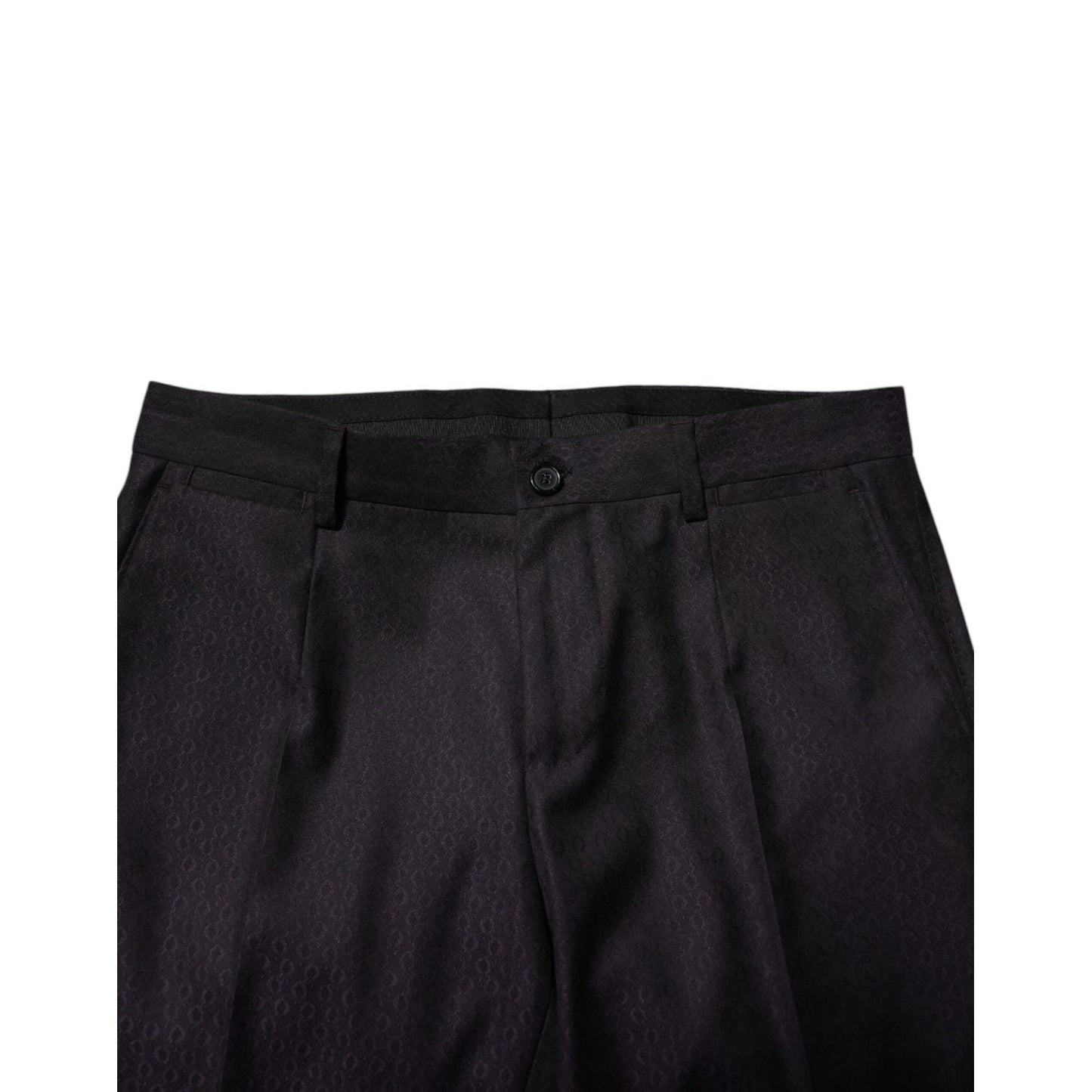 Dolce & Gabbana Black Wool Patterned Formal Pants