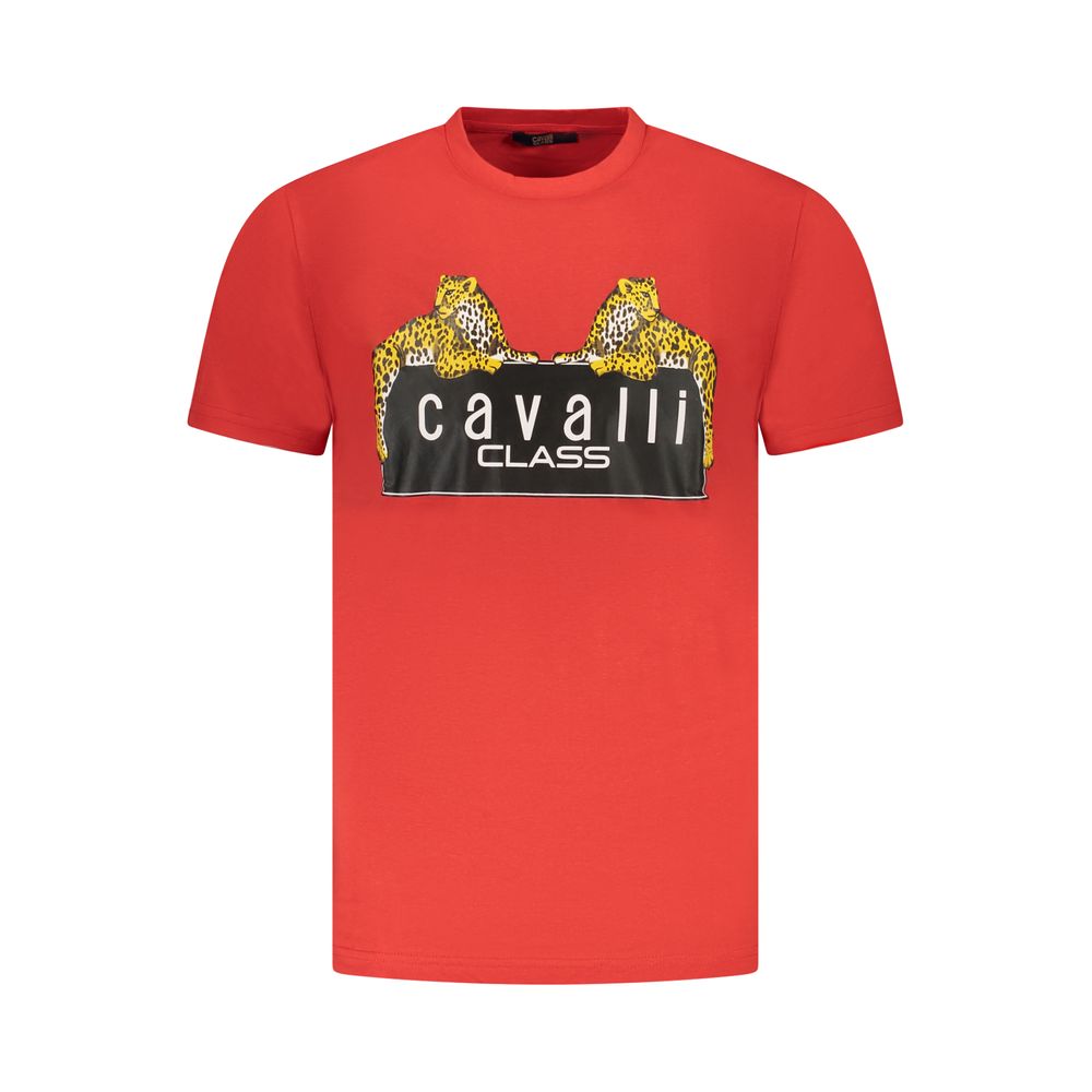 Cavalli Class Rosso Cotton Men T-Shirt