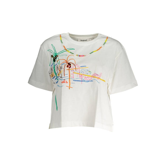 Desigual White Cotton T-Shirt Desigual
