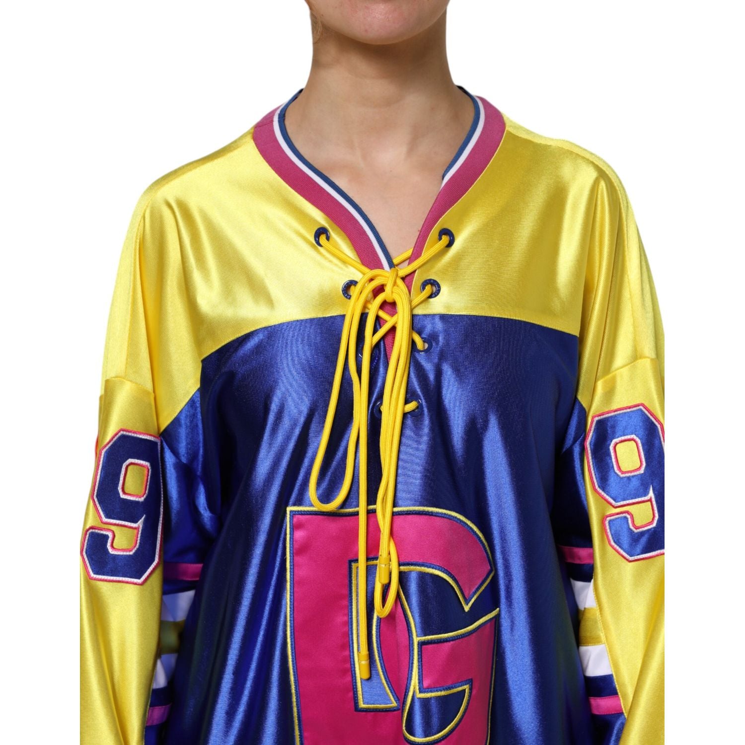 Dolce & Gabbana Multicolor Polyester Long Sleeves V-Neck Top