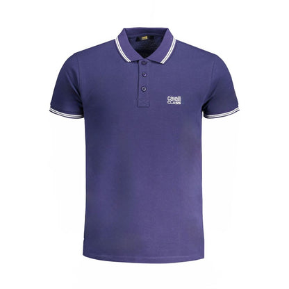 Cavalli Class Blue Cotton Men Polo Shirt
