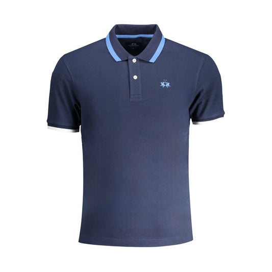 La Martina Blue Cotton Men Polo Shirt