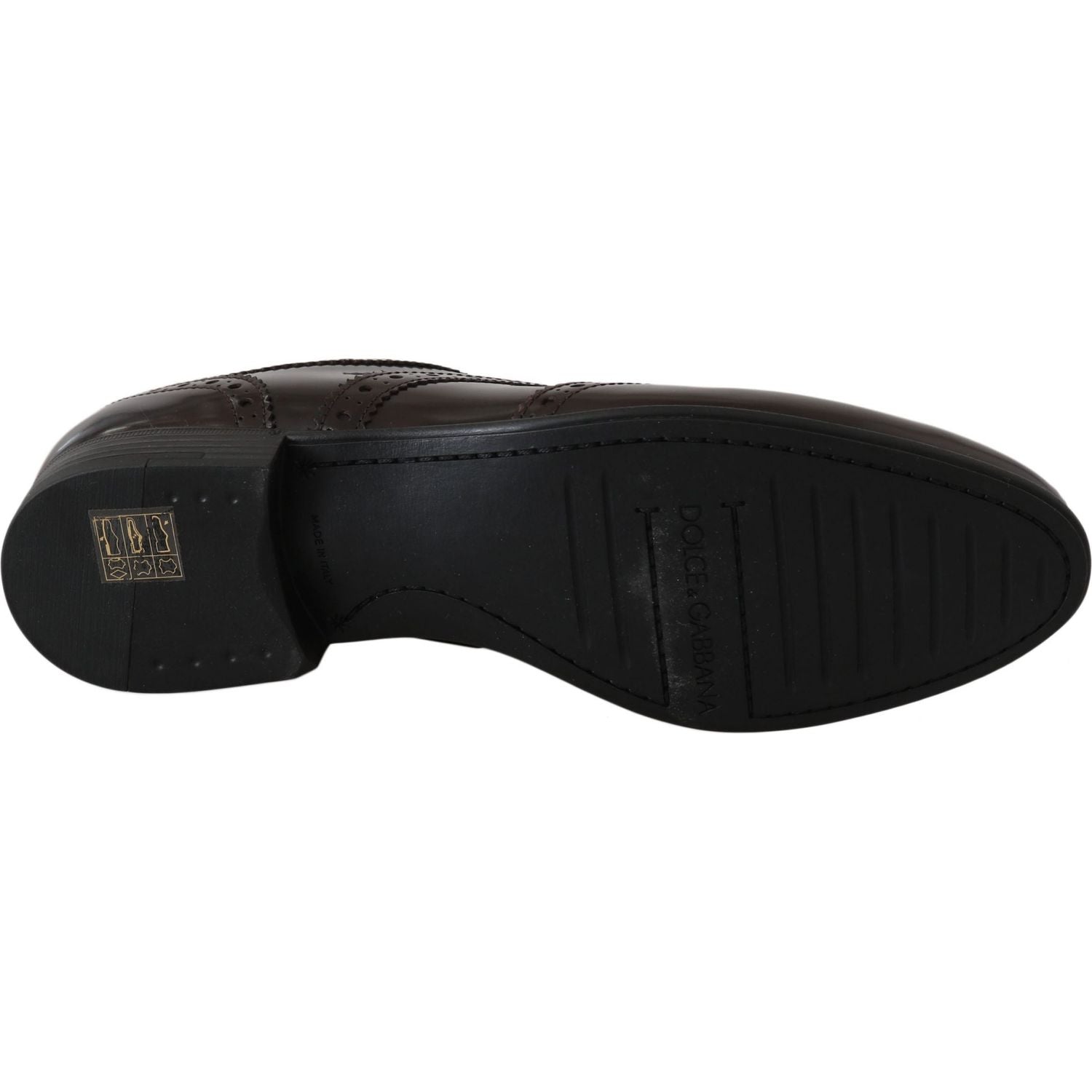 Dolce & Gabbana Brown Leather Broques Oxford Wingtip Shoes