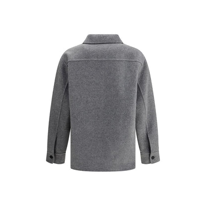 Jil Sander Gray Fleece Wool Coat