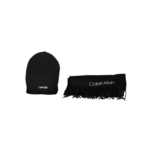 Calvin Klein Nero Acrylic Men Scarf Set