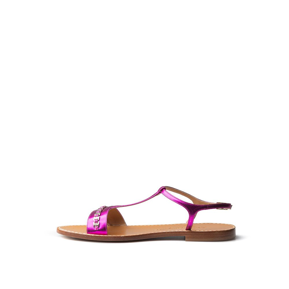 Salvatore Ferragamo Purple Leather Flat Sandals