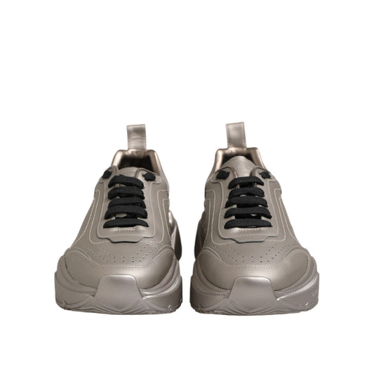 Dolce & Gabbana Silver DAYMASTER Leather Men Sneakers Shoes