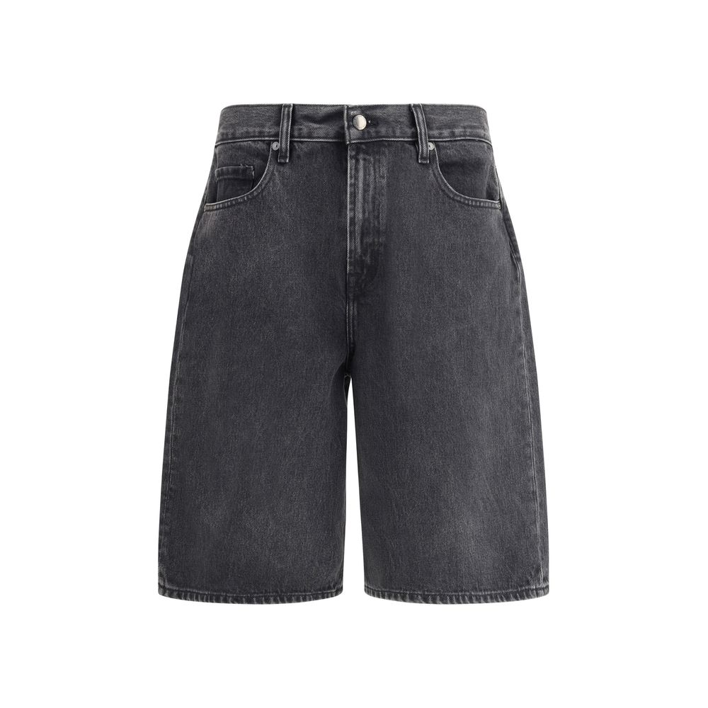 7FOR Black Cotton Bermuda Shorts