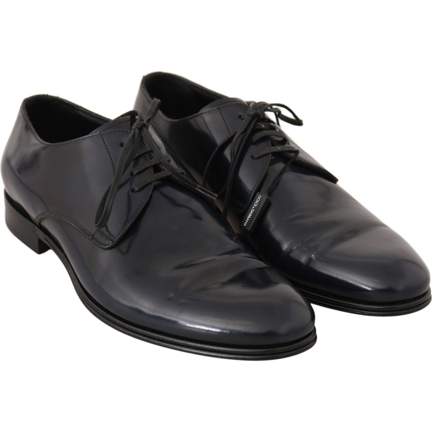 Dolce & Gabbana Elegant Dark Blue Leather Derby Dress Shoes Dolce & Gabbana