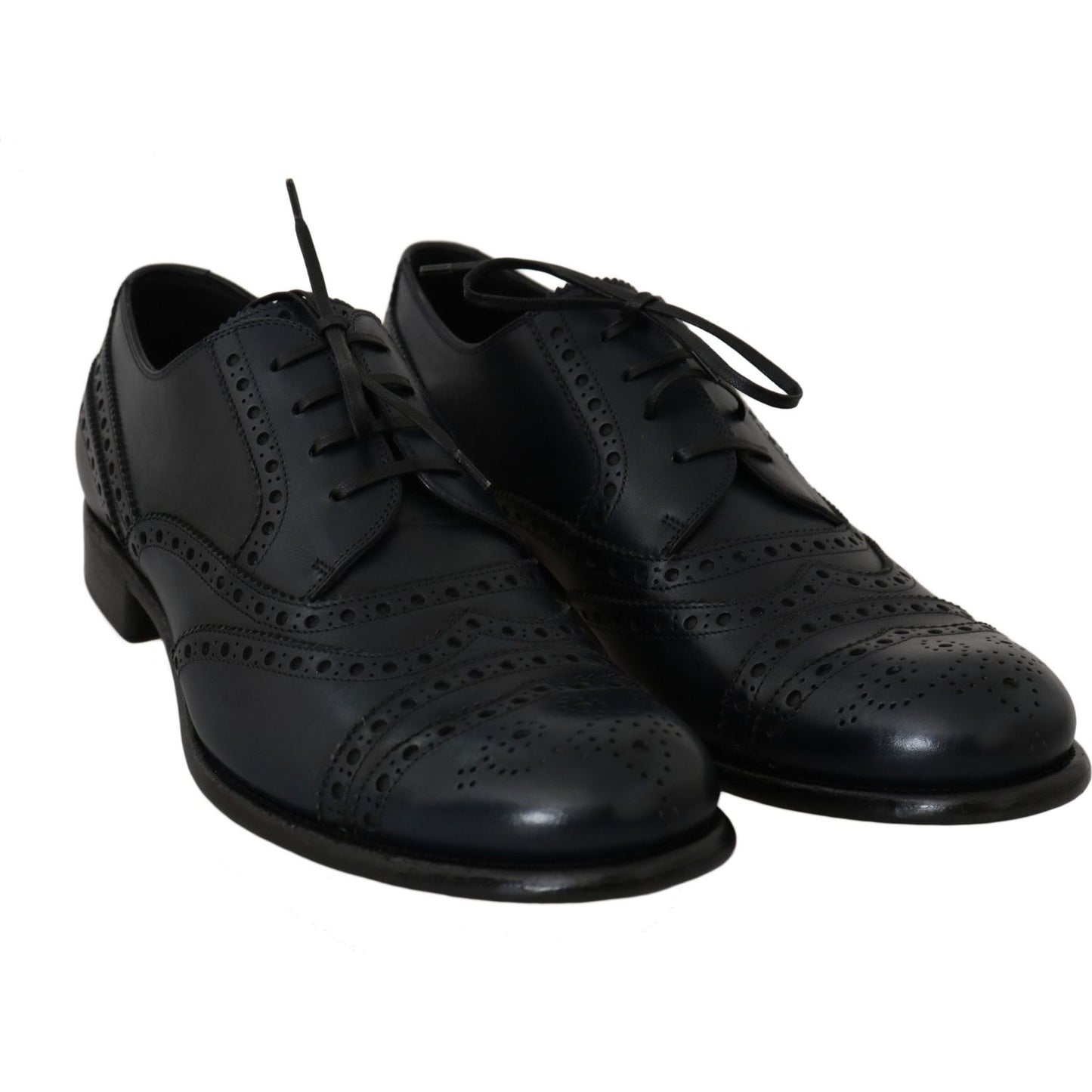 Dolce & Gabbana Elegant Blue Leather Wingtip Derby Shoes Dolce & Gabbana