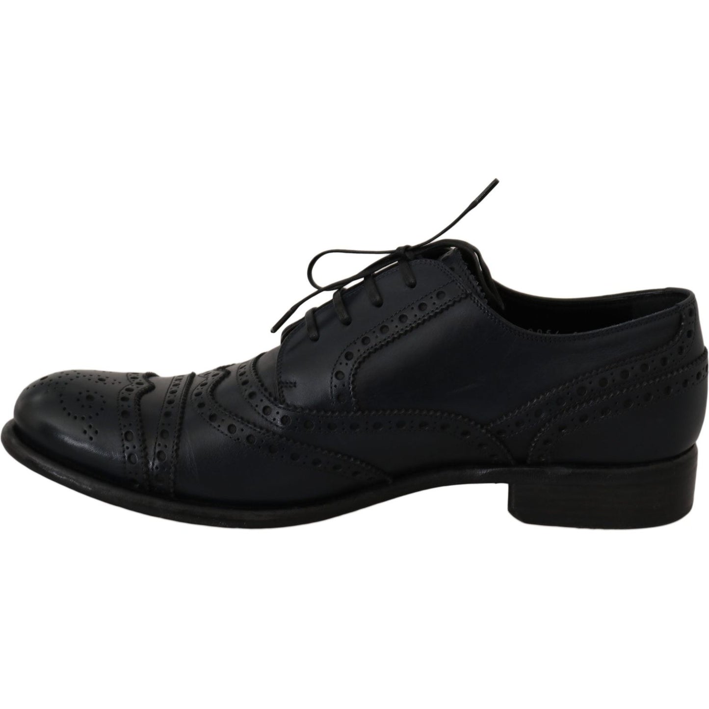 Dolce & Gabbana Elegant Blue Leather Wingtip Derby Shoes Dolce & Gabbana