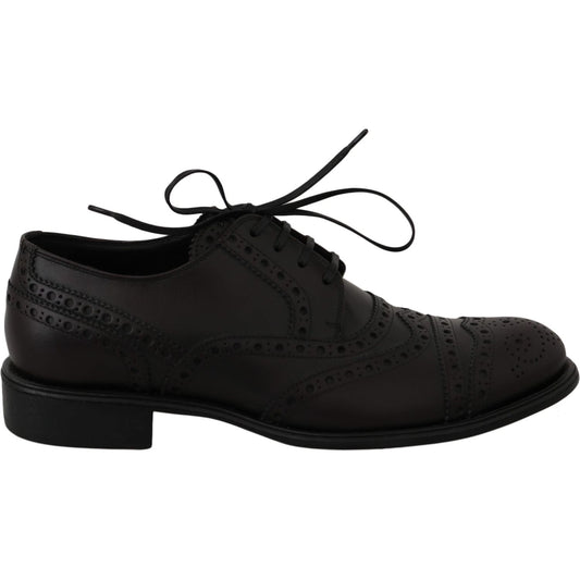 Dolce & Gabbana Black Leather Wingtip Oxford Dress Shoes