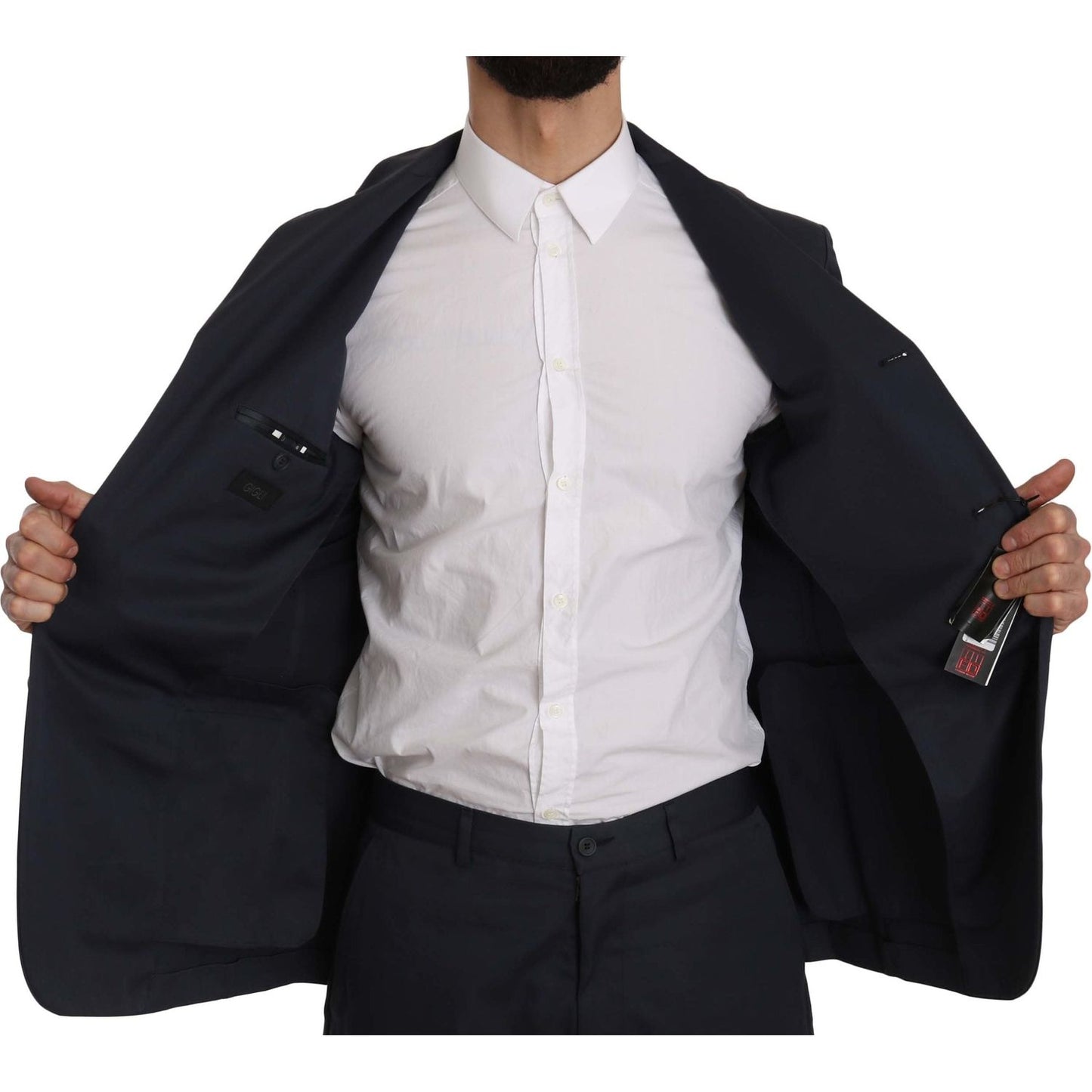 Romeo Gigli Two Piece 3 Button Cotton Blue Solid Suit