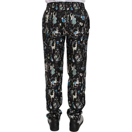 Dolce & Gabbana Elegant Silk Lounge Pants with Unique Print Jeans & Pants Dolce & Gabbana