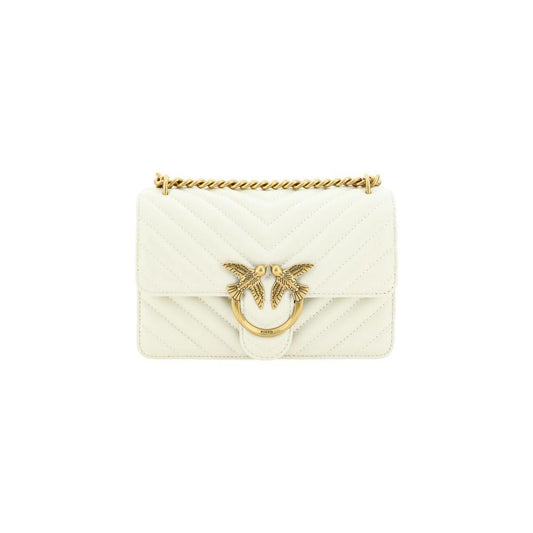PINKO White Calf Leather Bos Taurus Shoulder Bag
