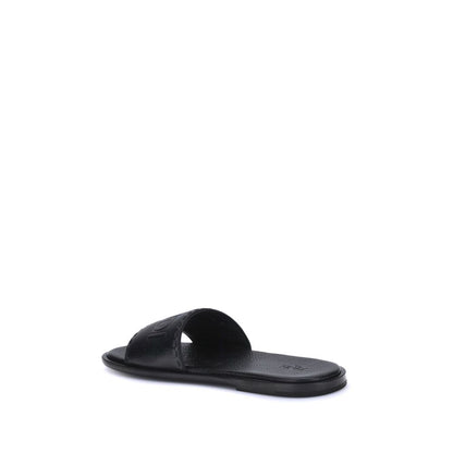 Fendi Black Calf Leather Bos Taurus Sandals