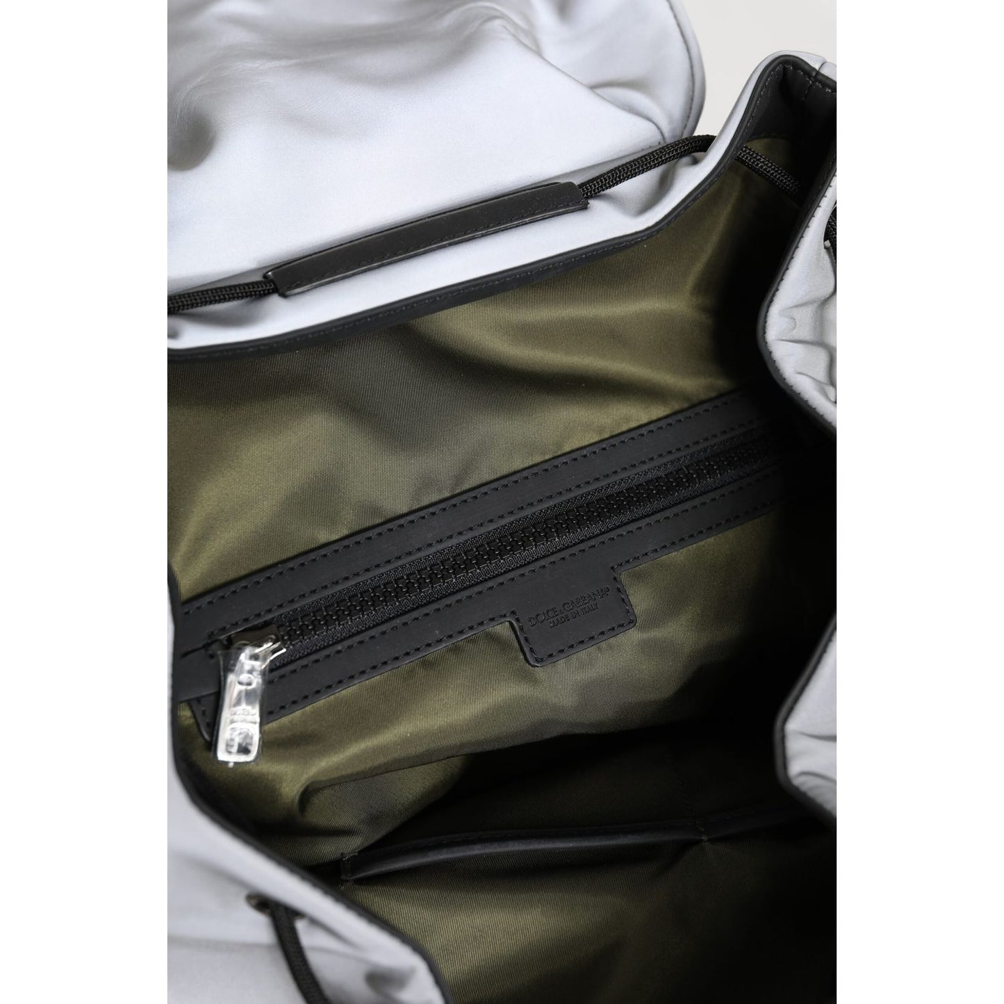 Dolce & Gabbana Gray Palermo Reflector Buckles Drawstring Backpack Bag