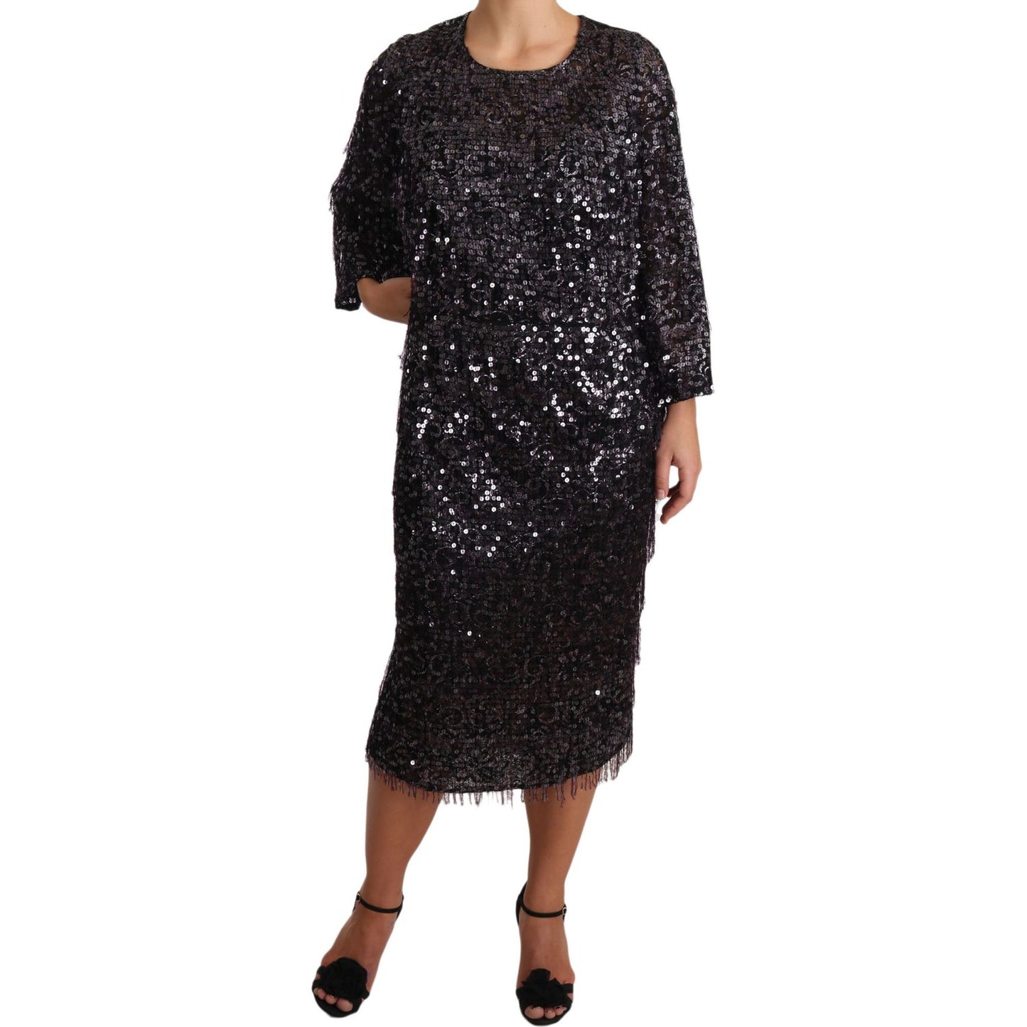 Dolce & Gabbana Sequined Shift Midi Dress – Timeless Elegance Dolce & Gabbana