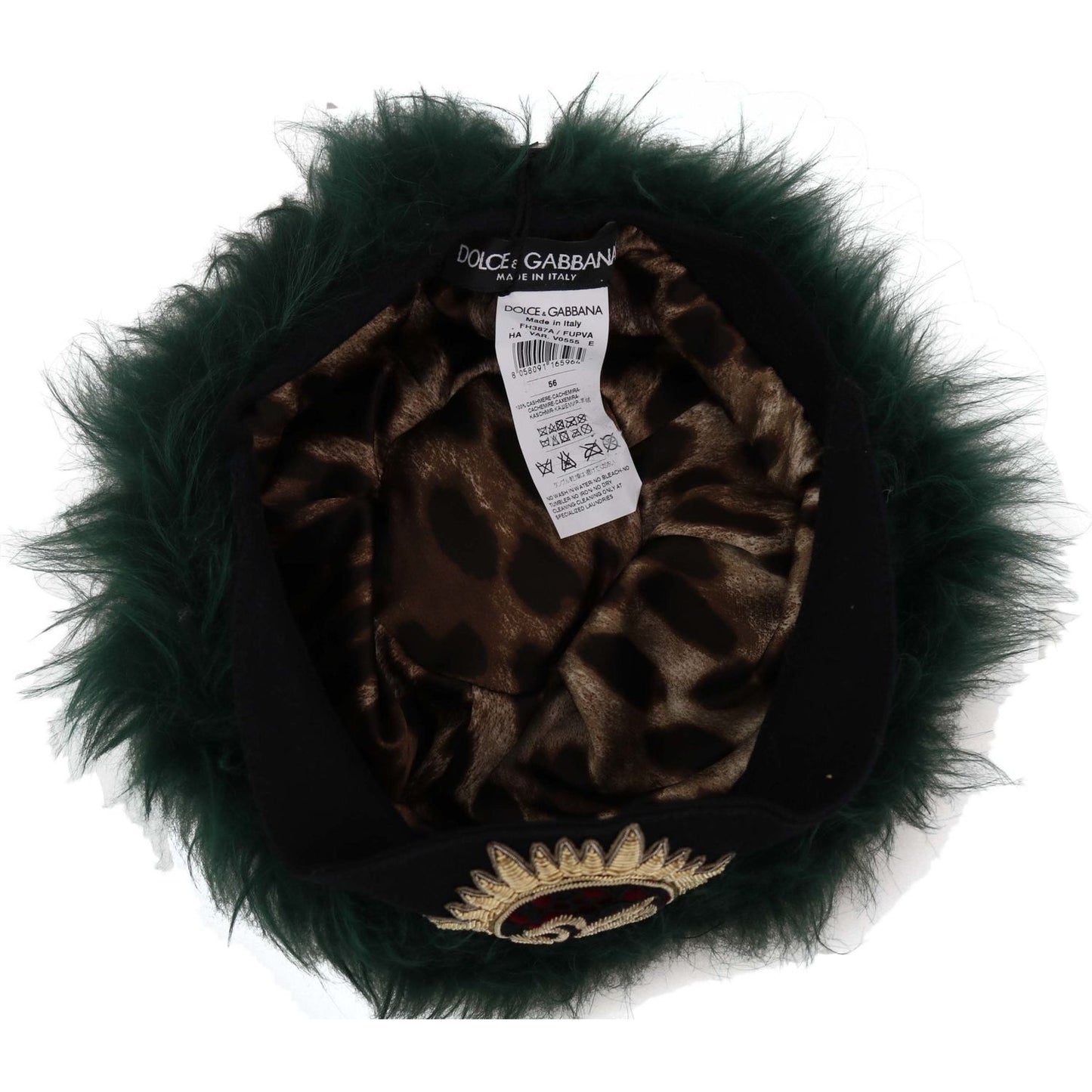 Dolce & Gabbana Elegant Emerald Cashmere Cloche Cap Hat Dolce & Gabbana