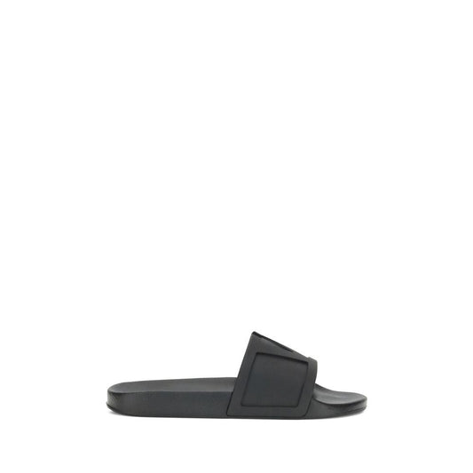 Valentino Garavani Black Rubber Flat Sandals