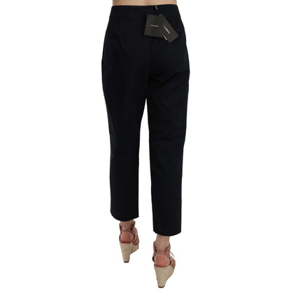 Dolce & Gabbana Black Cropped Front Button Embellished Pants Jeans & Pants